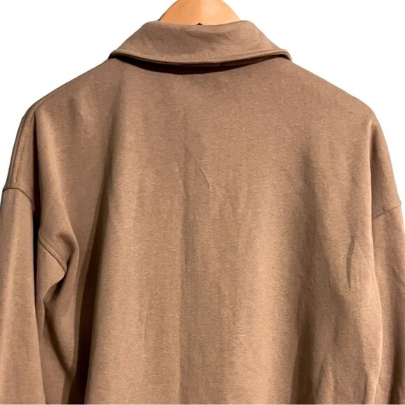 😊 3/$30 
Hippie Rose Buttoned Sweatshirt Sz L Cropped Boxy Tan Mocha Frappe EUC - Picture 9 of 14